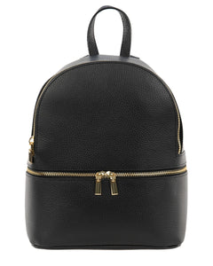 GRETA Zaino donna in vera pelle nero pratico con spallacci regolabili