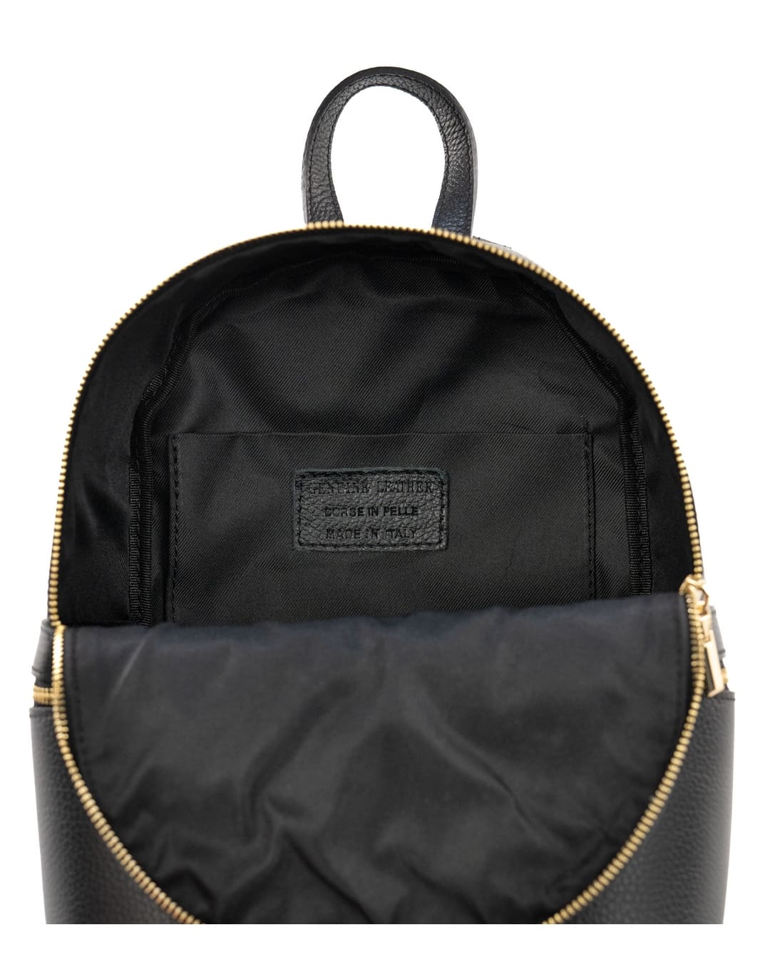 GRETA Zaino donna in vera pelle nero pratico con spallacci regolabili