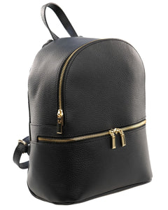 GRETA Zaino donna in vera pelle nero pratico con spallacci regolabili