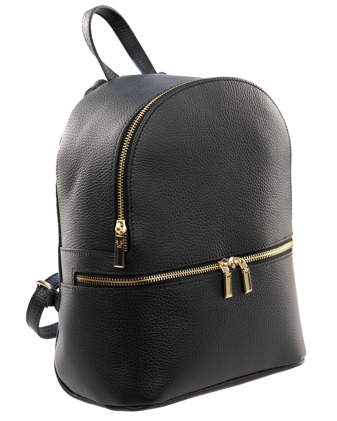 GRETA Zaino donna in vera pelle nero pratico con spallacci regolabili