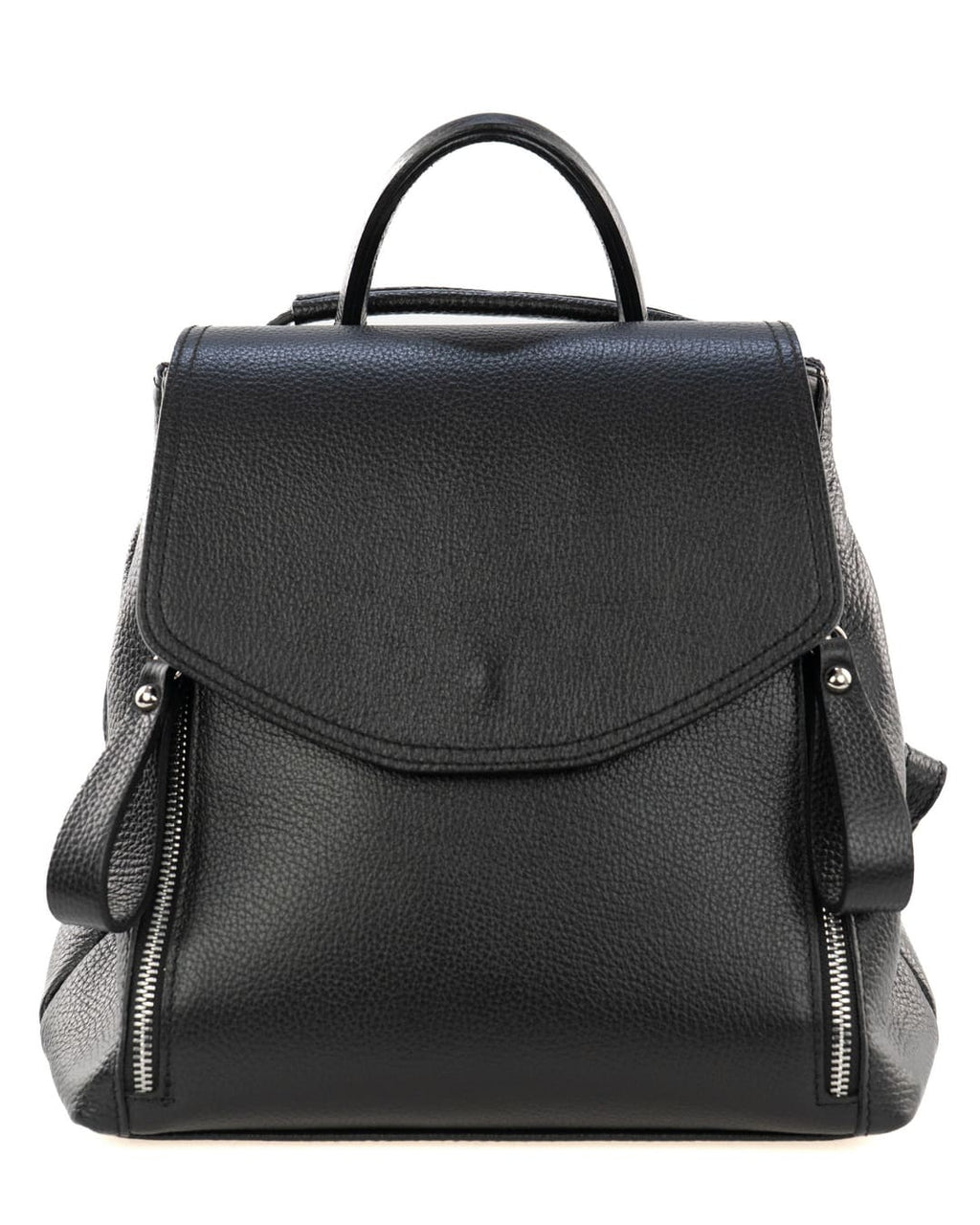 OLIVIA Zaino donna in vera pelle martellata nero con spallacci regolabili e tracolla trasformabile