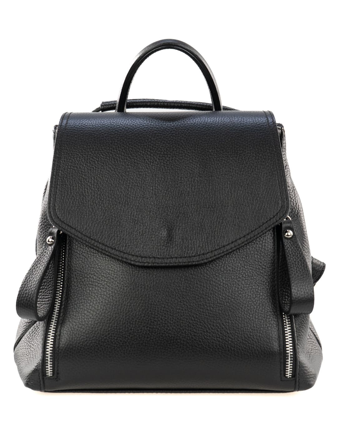 OLIVIA Zaino donna in vera pelle martellata nero con spallacci regolabili e tracolla trasformabile