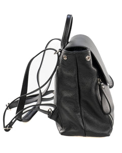 OLIVIA Zaino donna in vera pelle martellata nero con spallacci regolabili e tracolla trasformabile