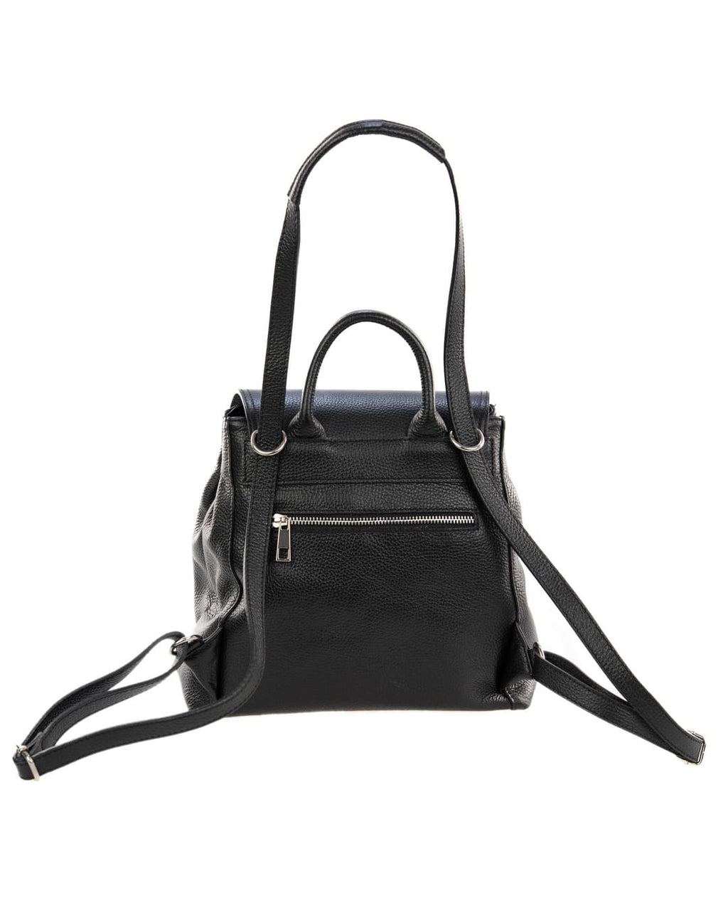 OLIVIA Zaino donna in vera pelle martellata nero con spallacci regolabili e tracolla trasformabile