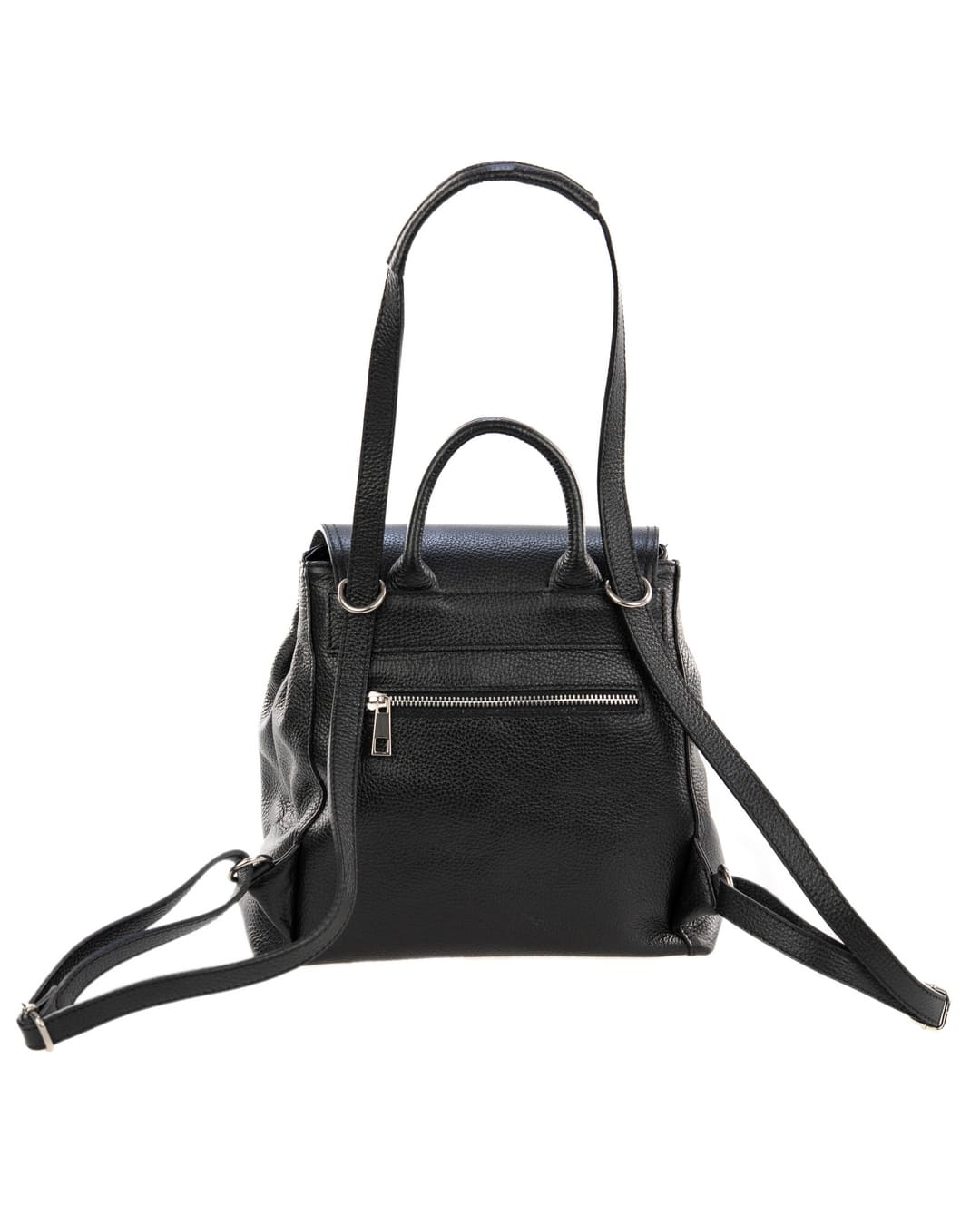 OLIVIA Zaino donna in vera pelle martellata nero con spallacci regolabili e tracolla trasformabile