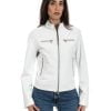 Giacca Biker da donna in vera pelle bianco