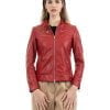 Giacca Biker da donna in vera pelle rosso