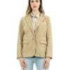 Giacca Blazer da donna in vera pelle scamosciata sabbia