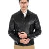 Giacca Biker da uomo in vera pelle nero
