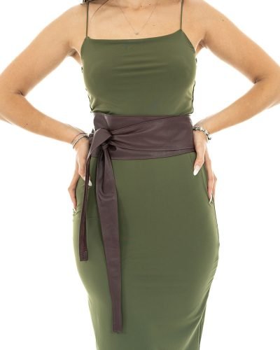 Cintura Obi Fusciacca da donna in vera pelle bordeaux