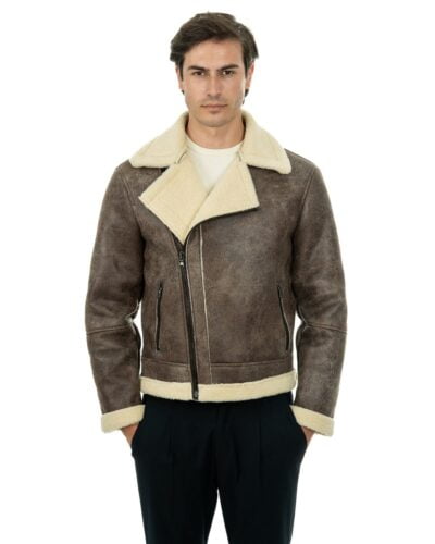 Chiodo da uomo marrone Shearling Style