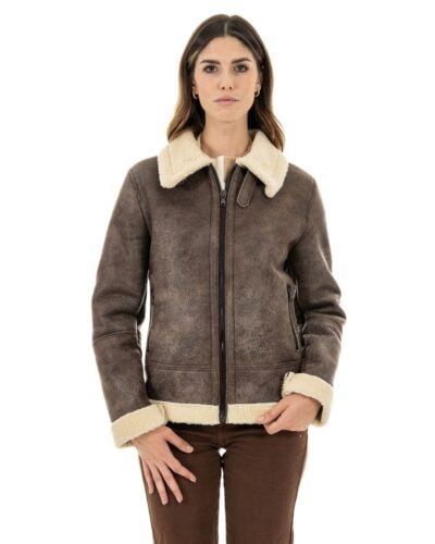 Bomber da donna marrone Shearling Style