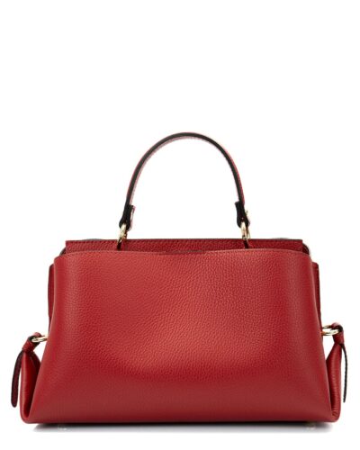 <b> AURA </b> <br> Borsa a mano in vera pelle martellata colore rosso con tracolla