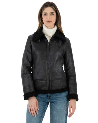 Bomber da donna nero Shearling Style