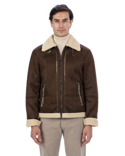 <b> AVIATORE </b> <br> Bomber da uomo scamosciato T. Moro Shearling Style