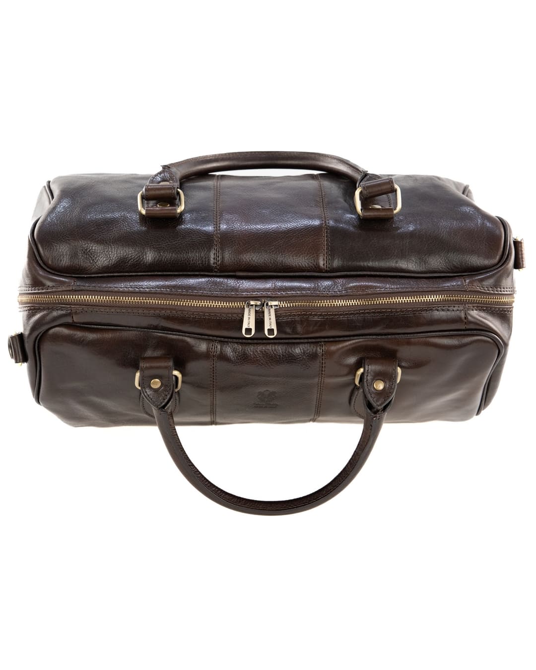 <b> CAPRI MEDIO </b> <br> Borsone da viaggio in vera pelle testa di moro - immagine 2