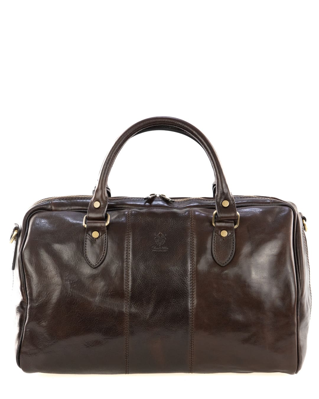 <b> CAPRI MEDIO </b> <br> Borsone da viaggio in vera pelle testa di moro