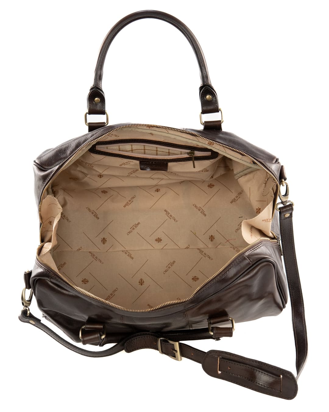 <b> CAPRI MEDIO </b> <br> Borsone da viaggio in vera pelle testa di moro - immagine 4