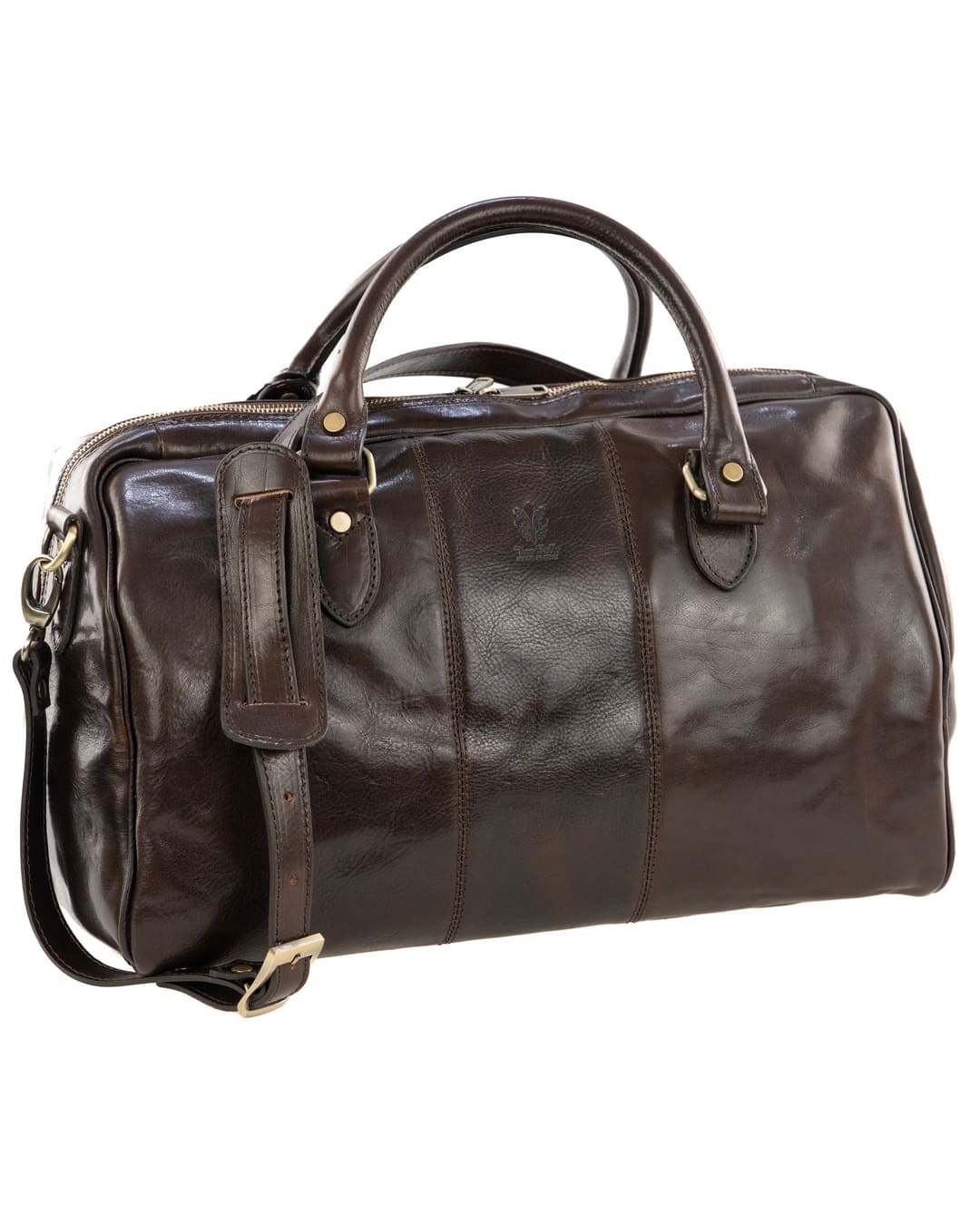 <b> CAPRI MEDIO </b> <br> Borsone da viaggio in vera pelle testa di moro - immagine 7